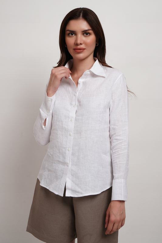 White Linen Classic Shirt