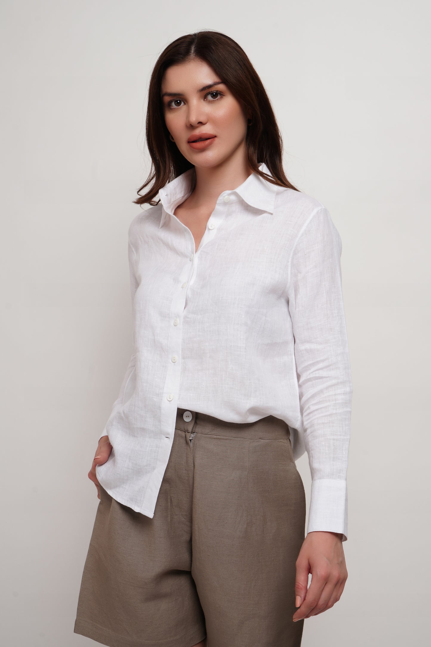 Sage Olive Linen Viscose Shorts