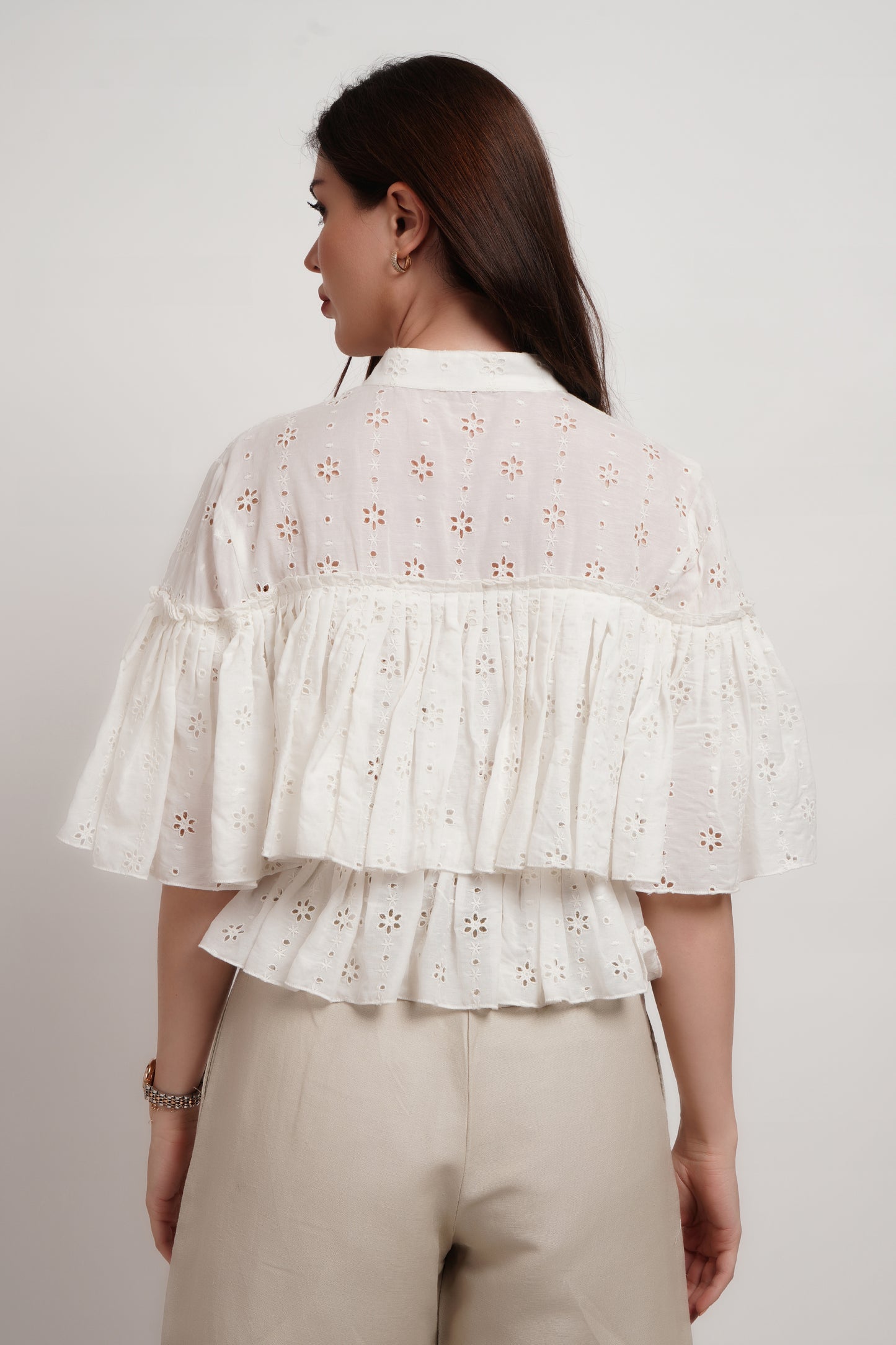 Eyelet Schiffli Butter Cream Top