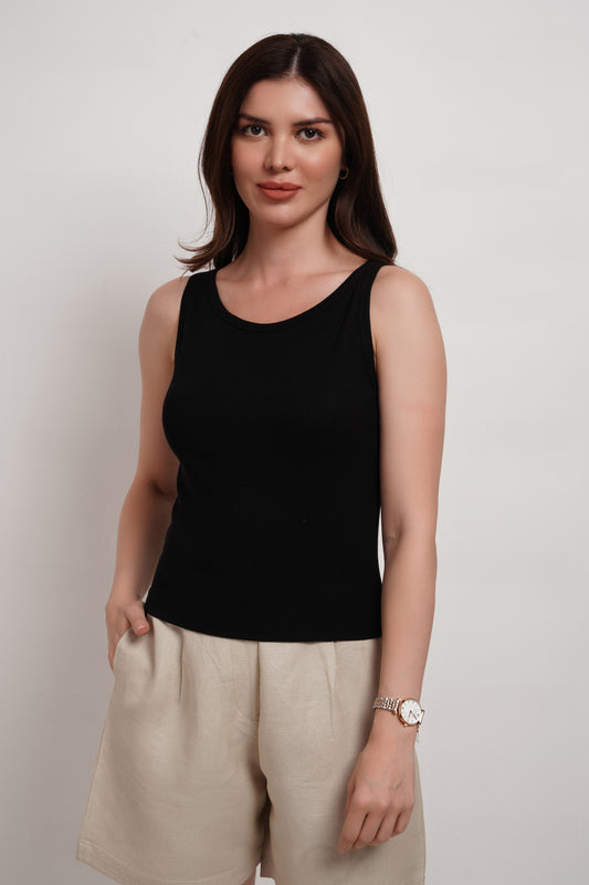 Black Bamboo Ribbed Tank top