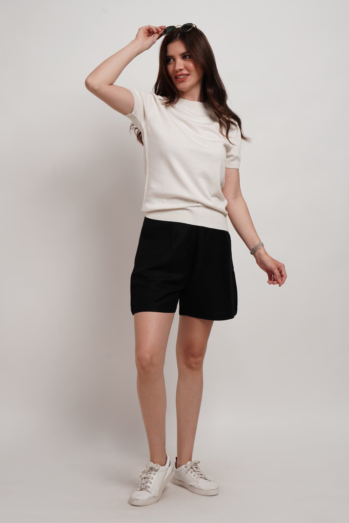 Black Linen Blend Shorts