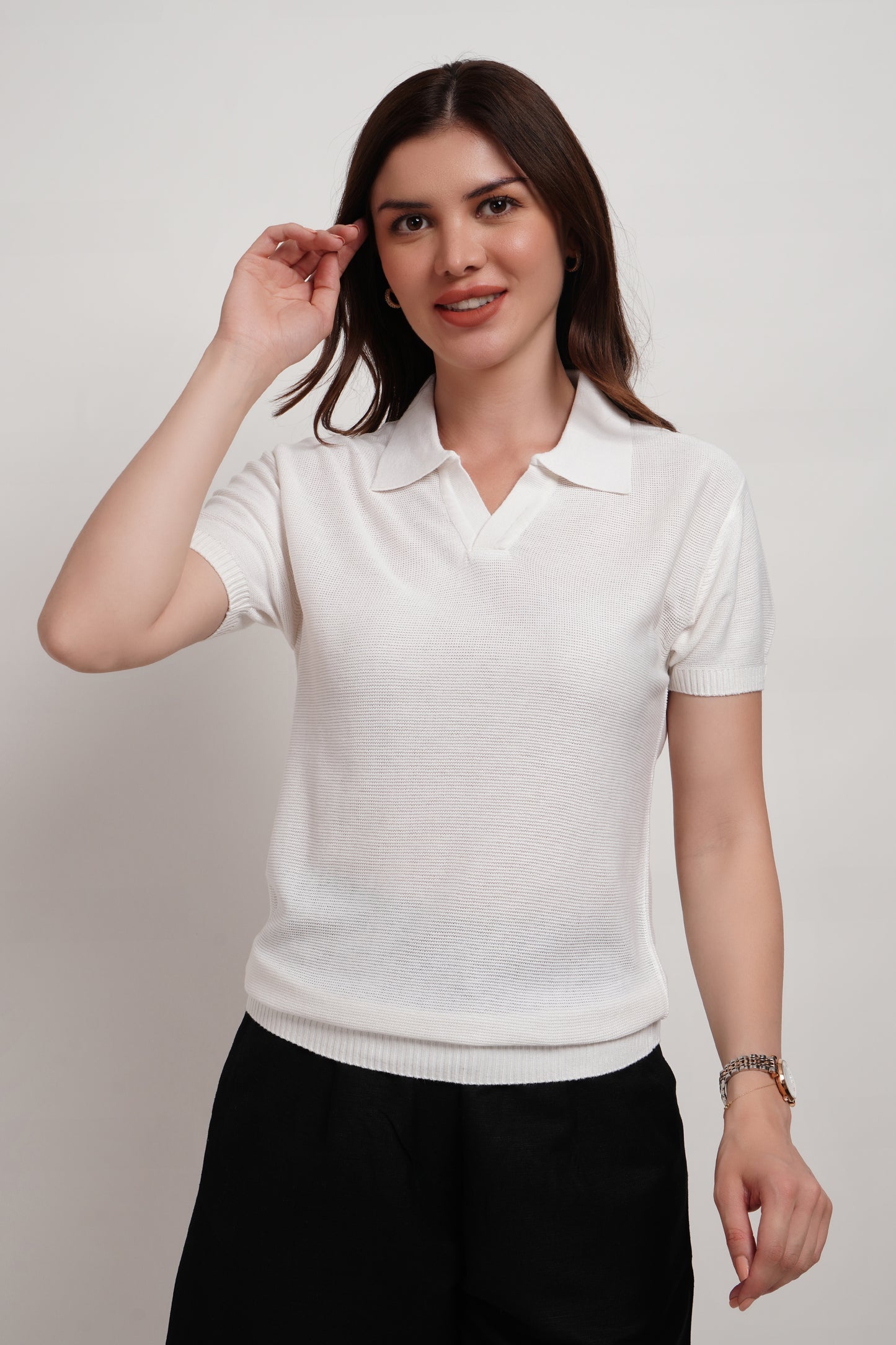 Textured Knitted Polo
