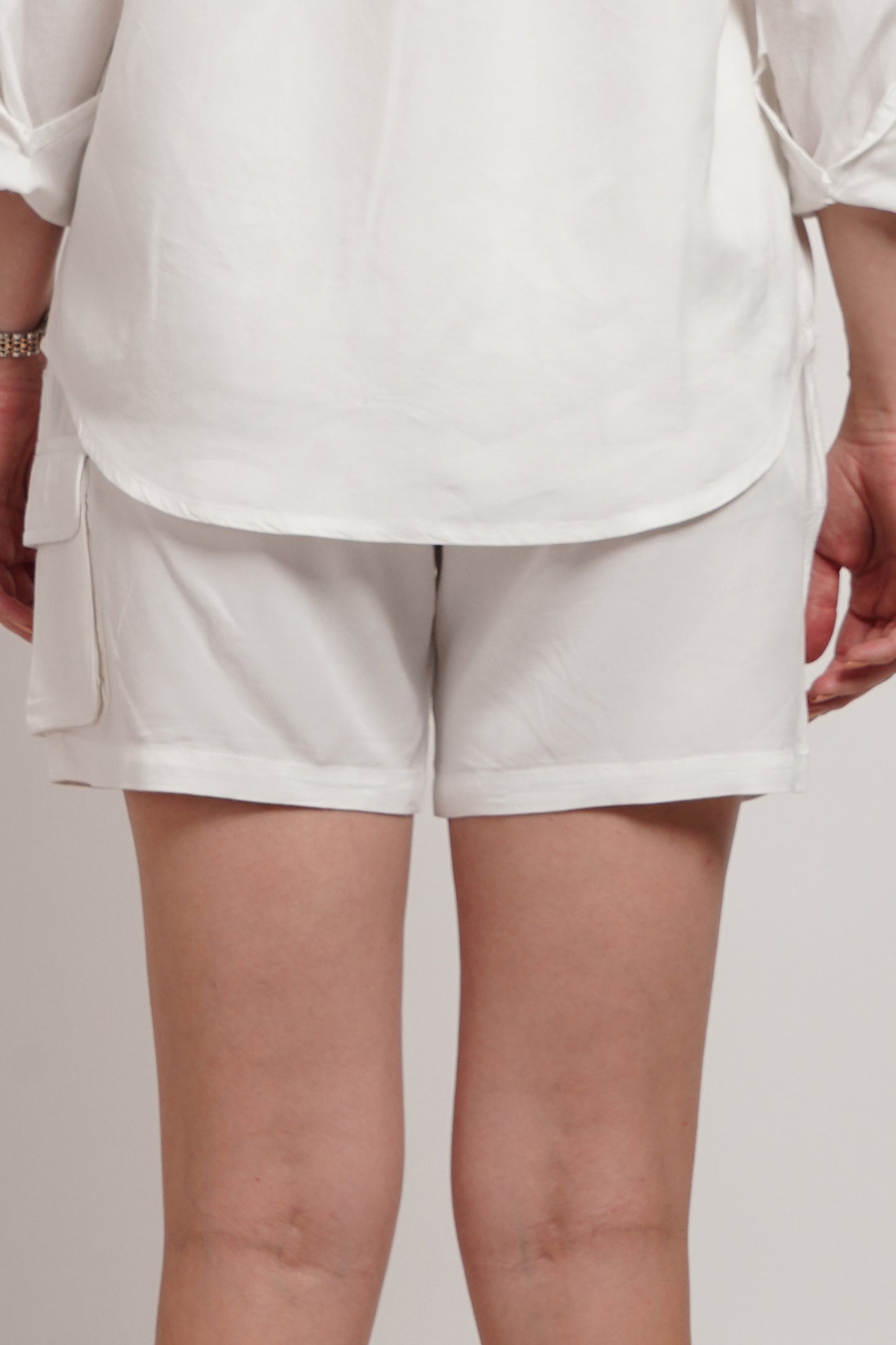 White Tencel Shorts