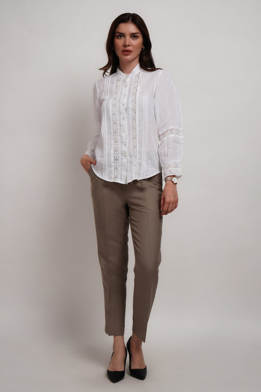 Sage Green Linen Viscose Italian Trouser
