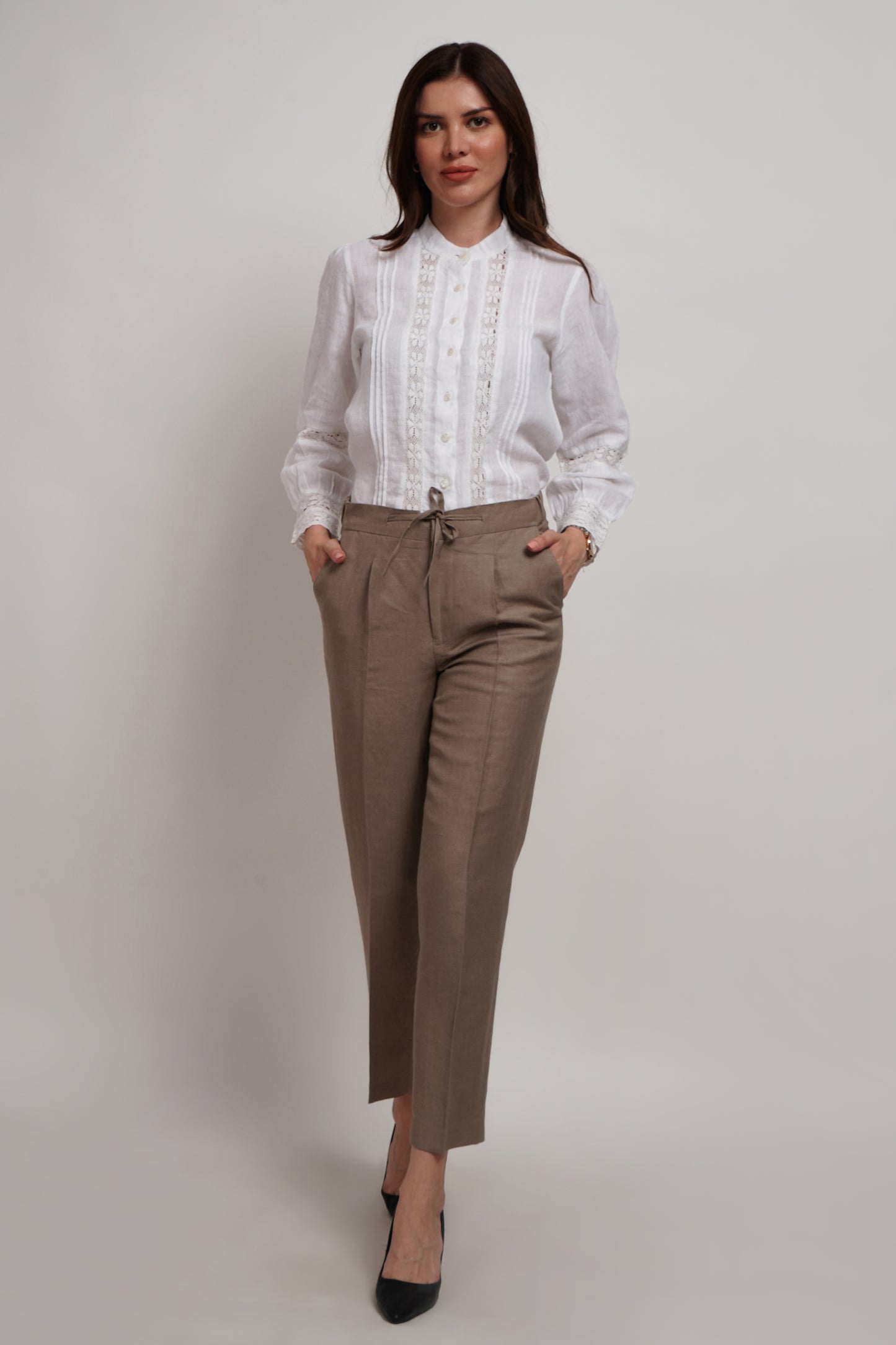 Sage Green Linen Viscose Italian Trouser