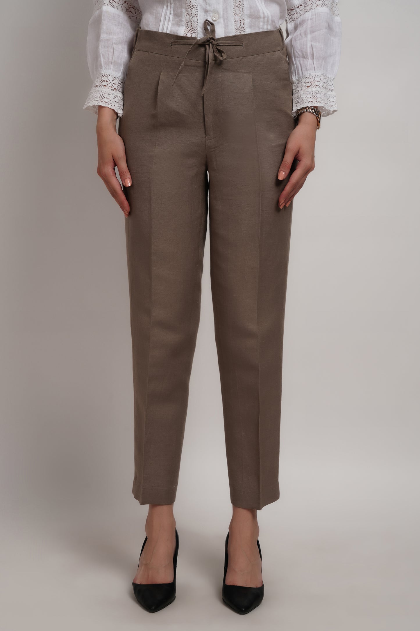 Sage Green Linen Viscose Italian Trouser