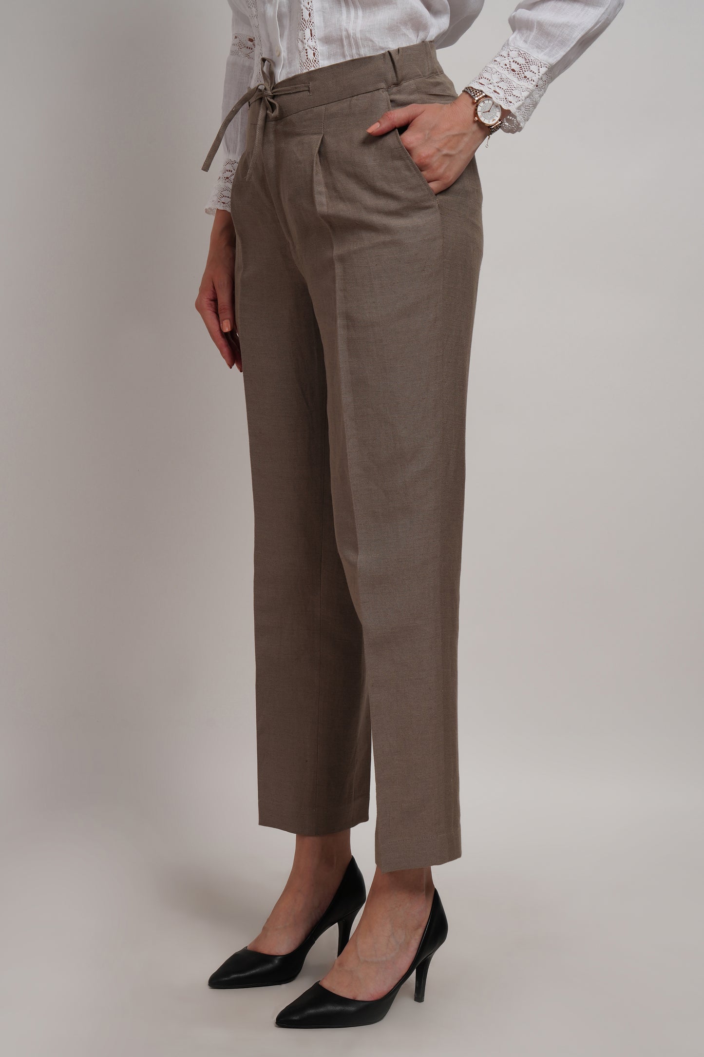 Sage Green Linen Viscose Italian Trouser