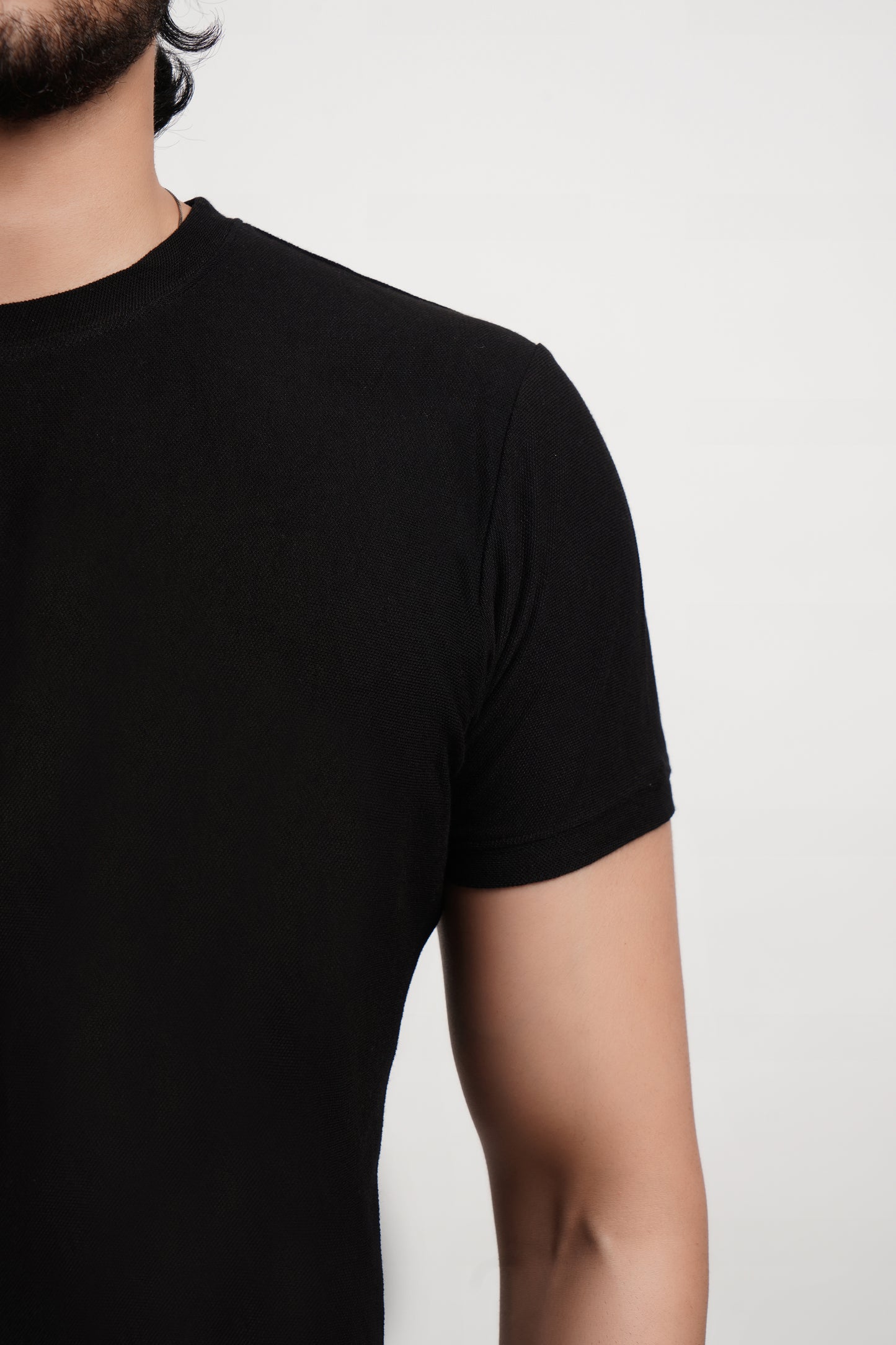 Bamboo Pique Crewneck Black T-Shirt