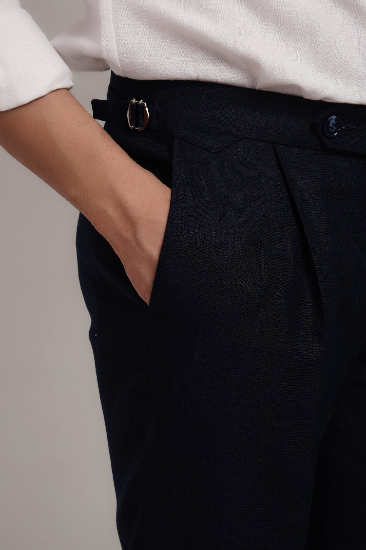 Blue Linen Italian Trouser