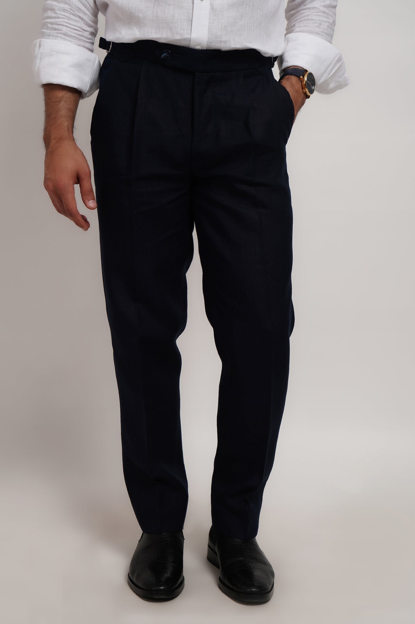 Blue Linen Italian Trouser