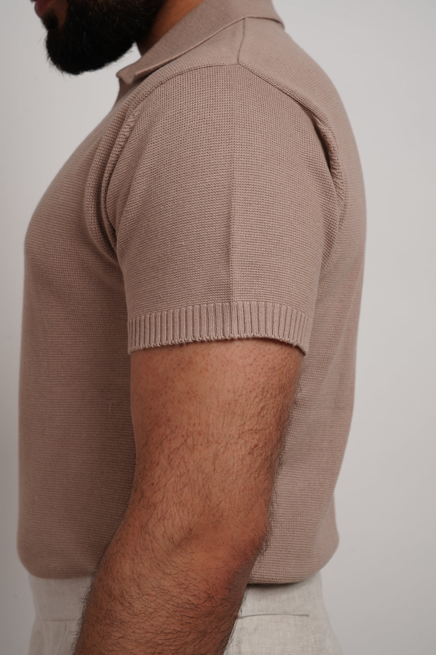 Sand Knitted Bamboo Cotton Polo