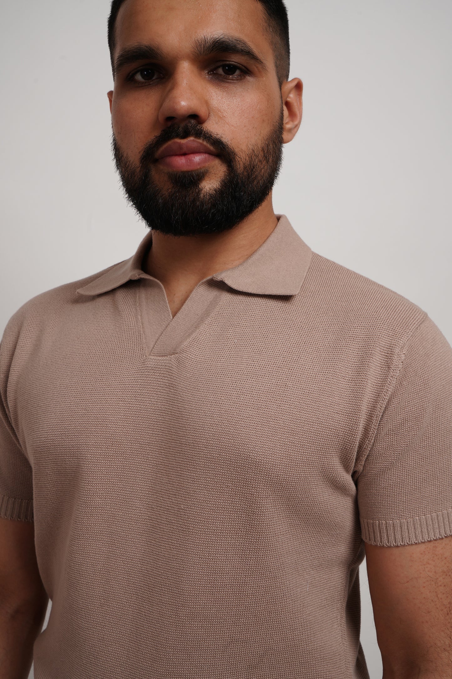 Sand Knitted Bamboo Cotton Polo