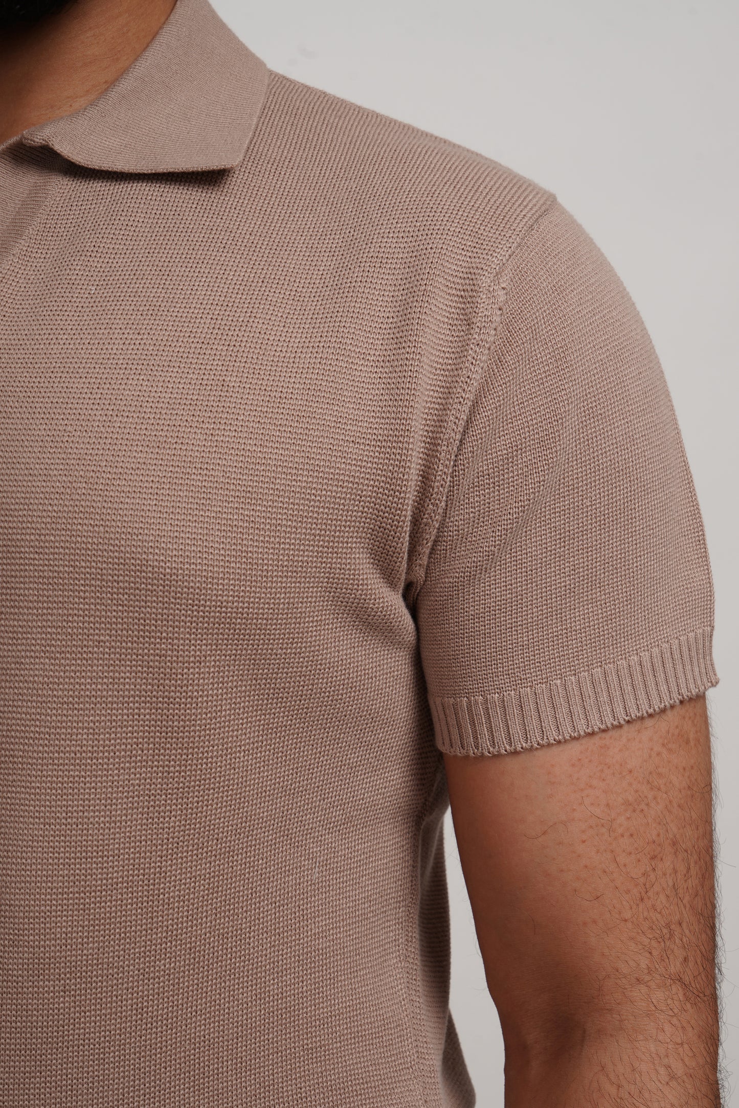 Sand Knitted Bamboo Cotton Polo