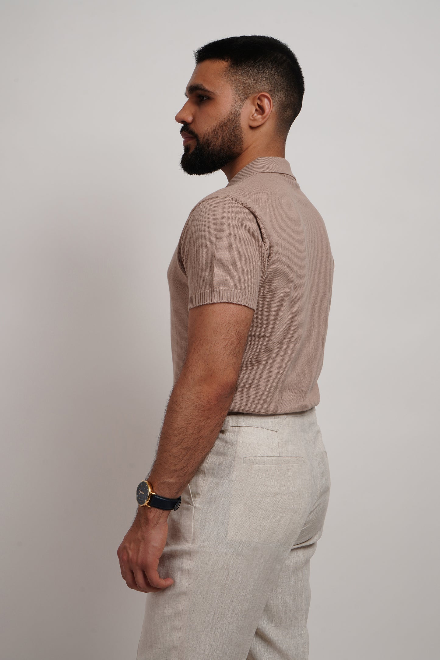 Sand Knitted Bamboo Cotton Polo