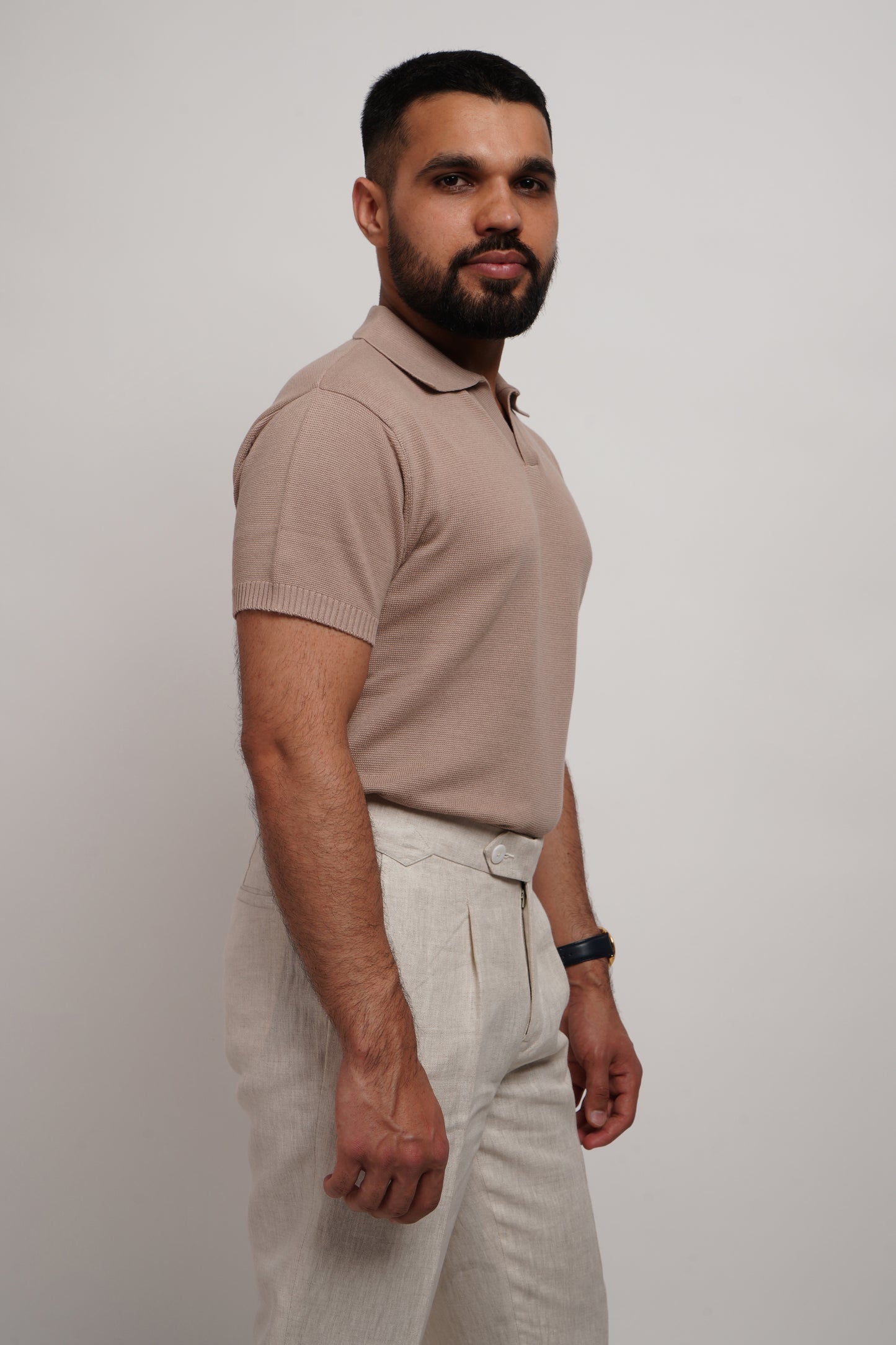 Sand Knitted Bamboo Cotton Polo